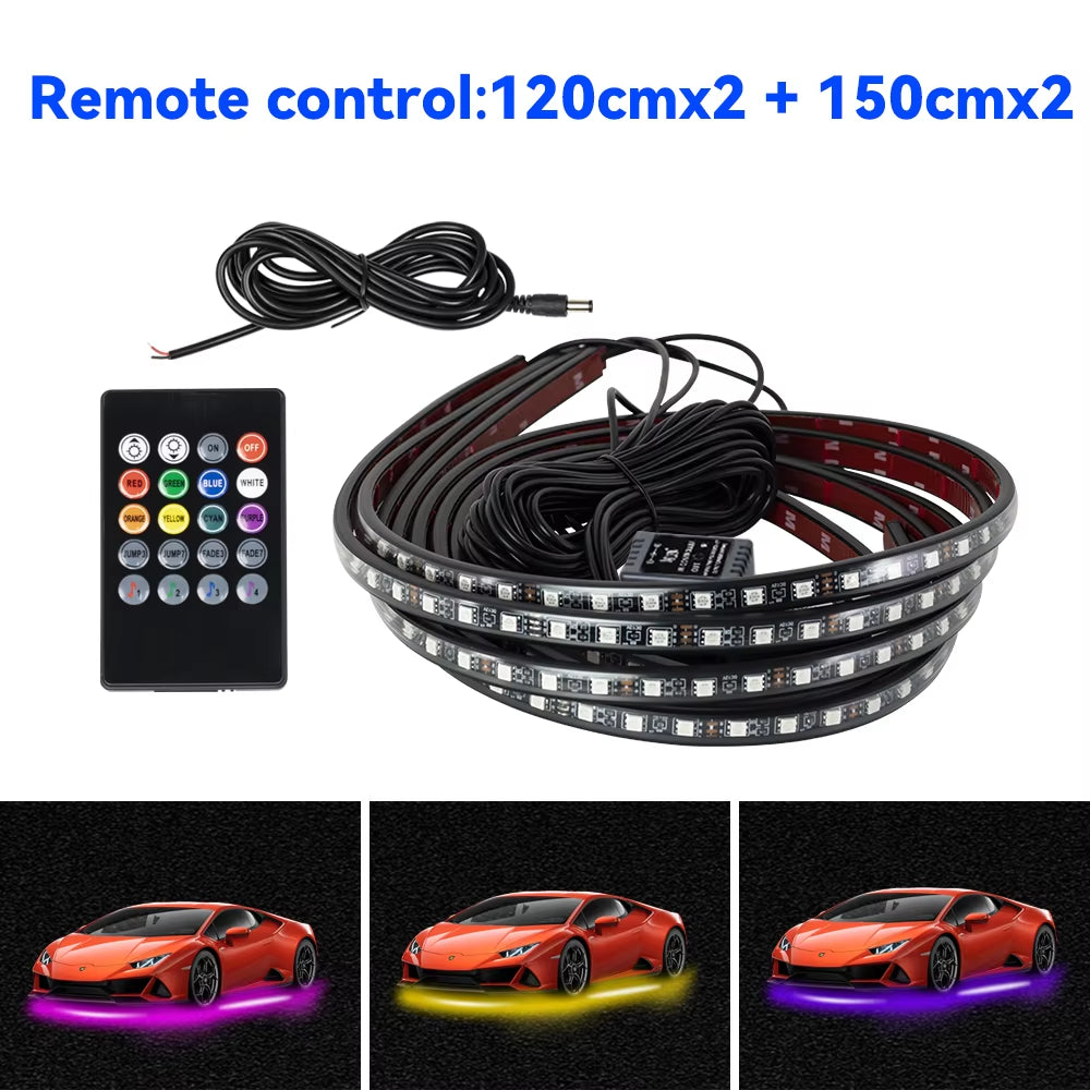 Transform Your Ride with RGB Car Underglow LED Strip Lights - Remote/App Control, Waterproof & Flexible!