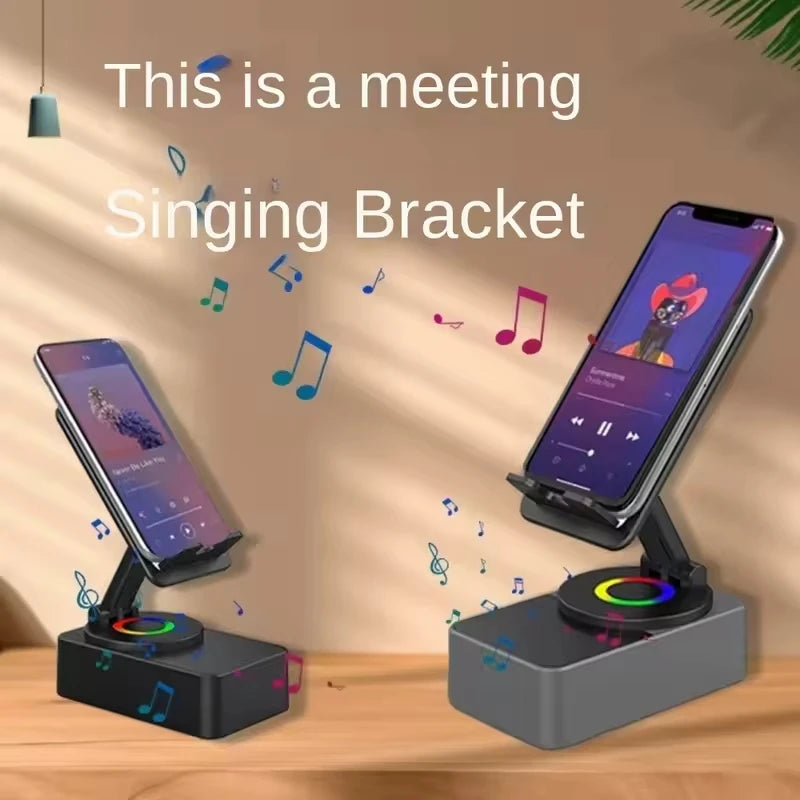 3-in-1 Portable Bluetooth Speaker & Phone Holder with 360° Rotation and Power Bank for iPad & Mobile Devices