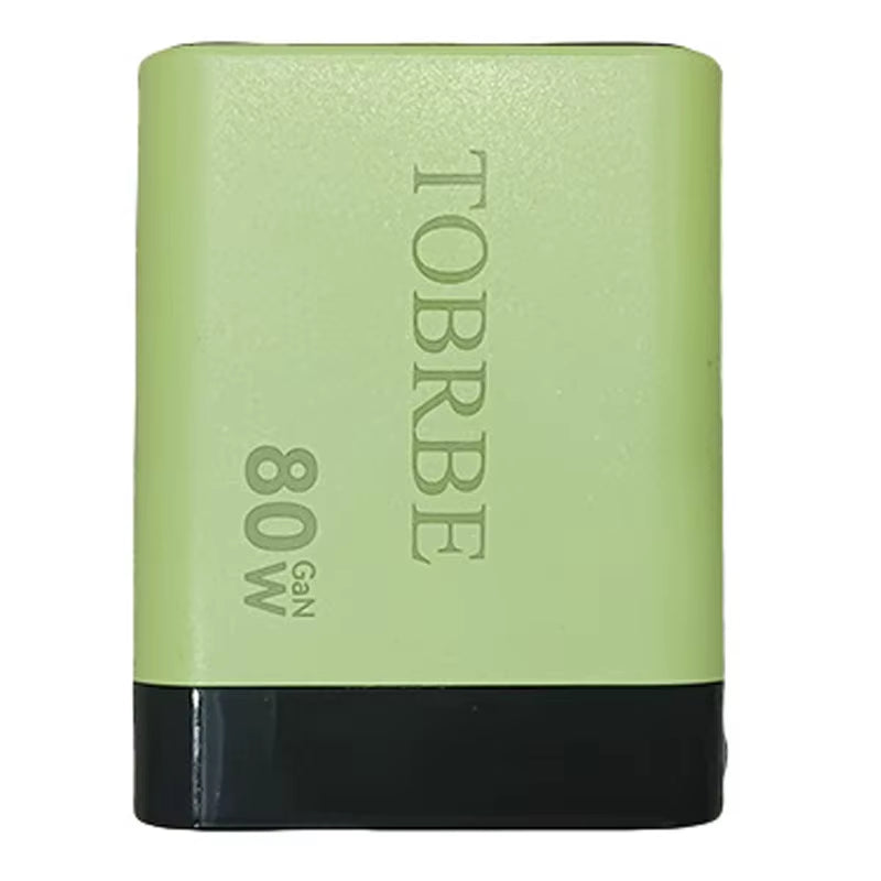 80W MAX 3-in-1 Retractable Gan Charger - Fast Charging Block with Type-C Cable & 2 USB Ports - Portable Mobile Phone Adapter