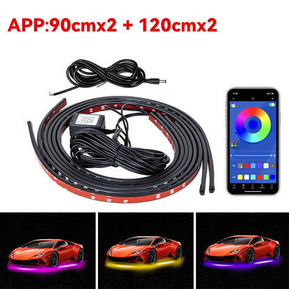 Transform Your Ride with RGB Car Underglow LED Strip Lights - Remote/App Control, Waterproof & Flexible!