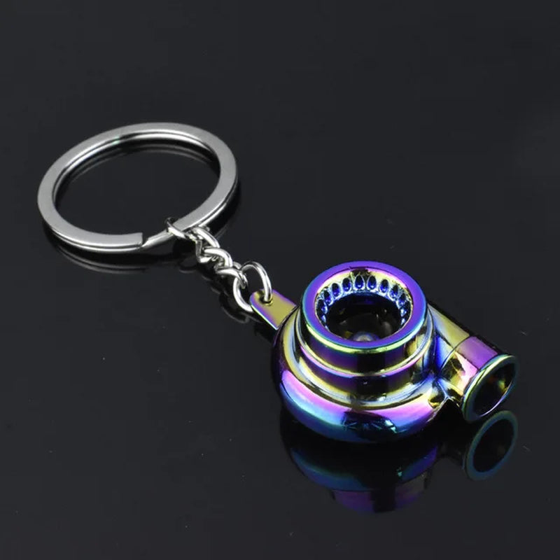 Mini Turbo Turbocharger Keychain - Spinning Turbine Car Keyring Accessory