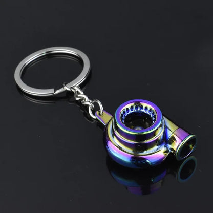 Mini Turbo Turbocharger Keychain - Spinning Turbine Car Keyring Accessory