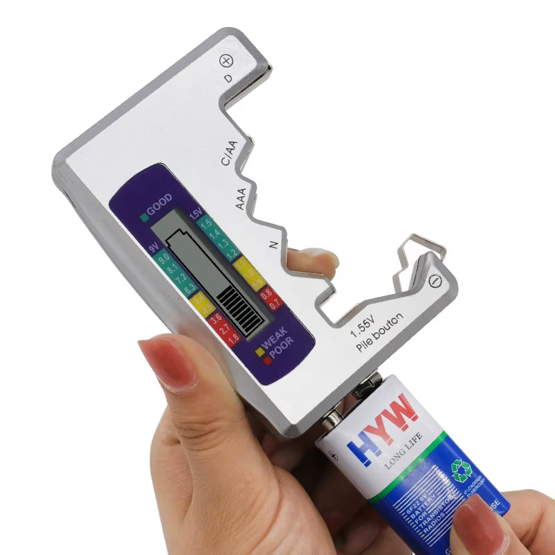 Ultimate Digital Battery Tester & Analyzer with LCD Display - Check AA, AAA, and Button Cell Capacity Effortlessly!