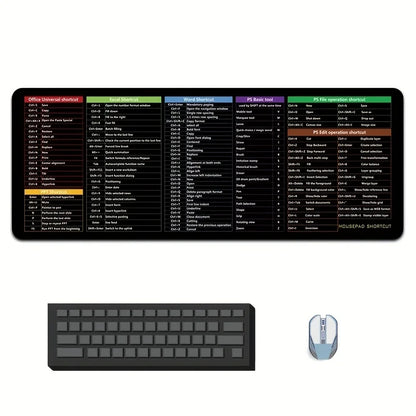 Large Non-Slip Computer Mouse Pad with Shortcut Keys - Thickened Keyboard Mat (30x80cm)
