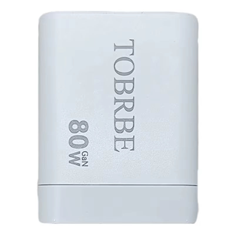 80W MAX 3-in-1 Retractable Gan Charger - Fast Charging Block with Type-C Cable & 2 USB Ports - Portable Mobile Phone Adapter