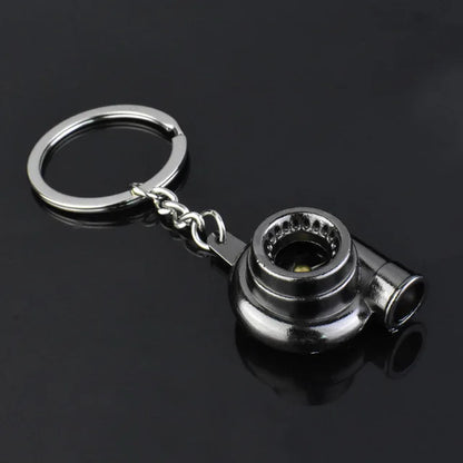Mini Turbo Turbocharger Keychain - Spinning Turbine Car Keyring Accessory