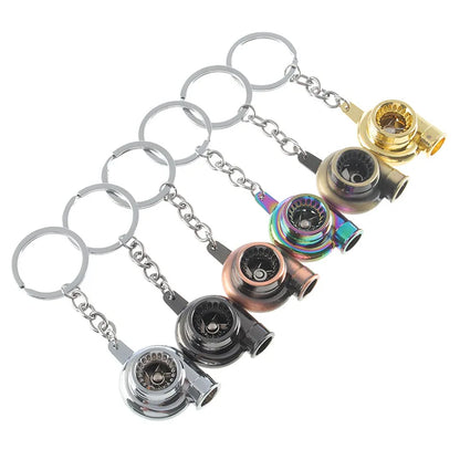 Mini Turbo Turbocharger Keychain - Spinning Turbine Car Keyring Accessory