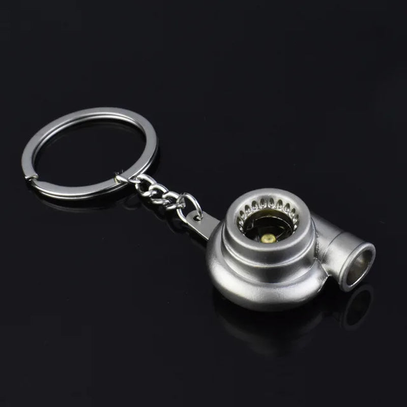 Mini Turbo Turbocharger Keychain - Spinning Turbine Car Keyring Accessory