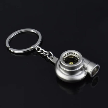 Mini Turbo Turbocharger Keychain - Spinning Turbine Car Keyring Accessory