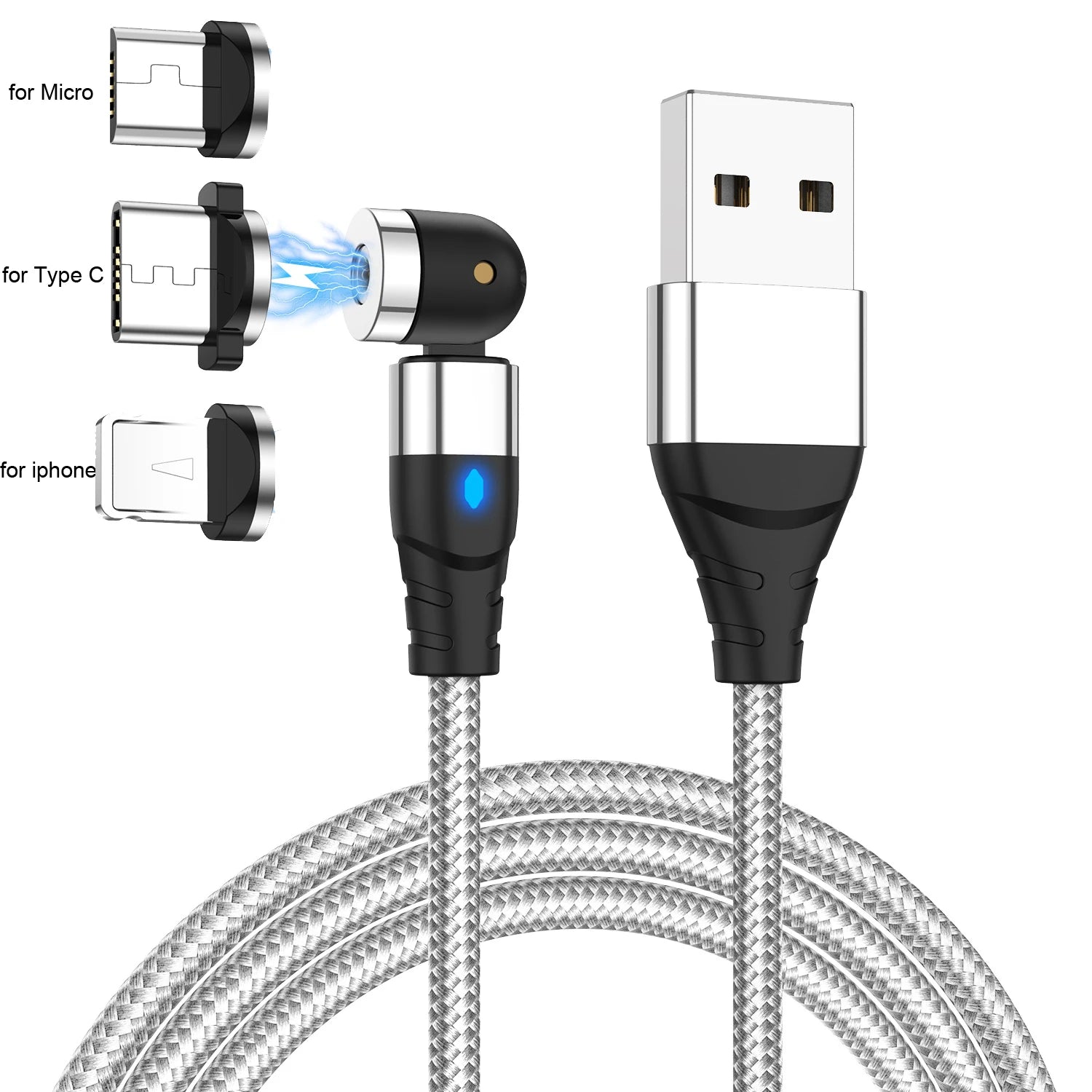 Revolutionary 540° Magnetic Fast Charge USB-C Cable for iPhone 14/11, Huawei, Xiaomi, Samsung - Ultimate Convenience and Speed!