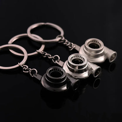 Mini Turbo Turbocharger Keychain - Spinning Turbine Car Keyring Accessory