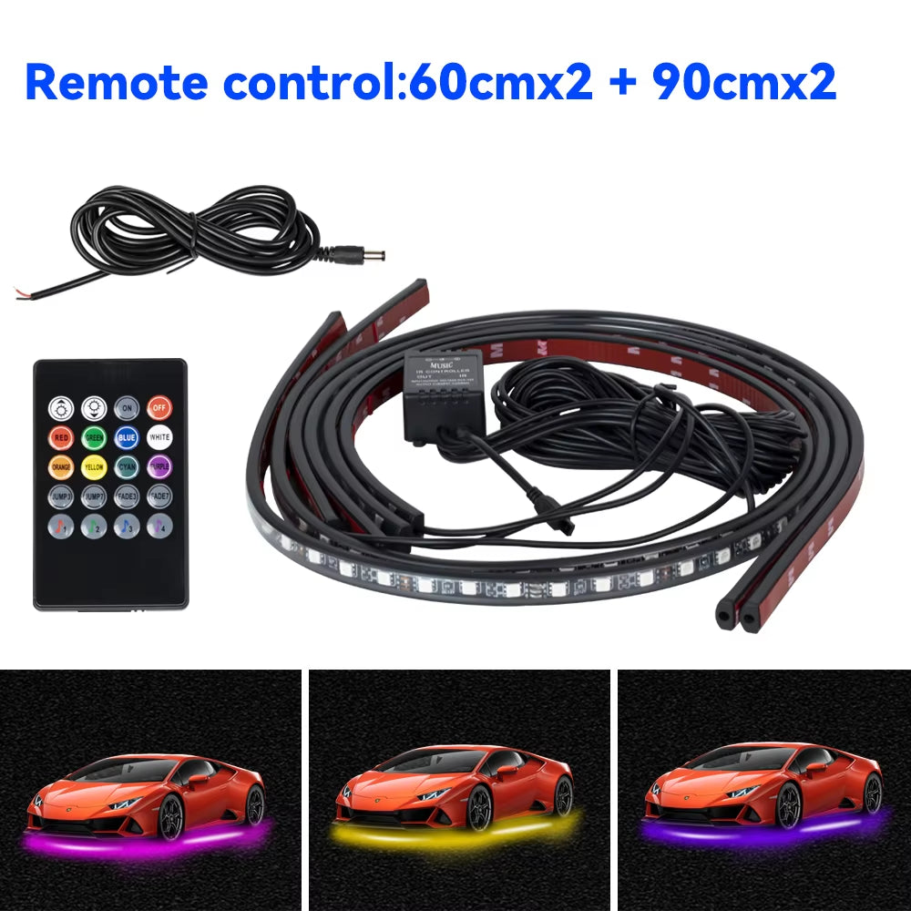 Transform Your Ride with RGB Car Underglow LED Strip Lights - Remote/App Control, Waterproof & Flexible!