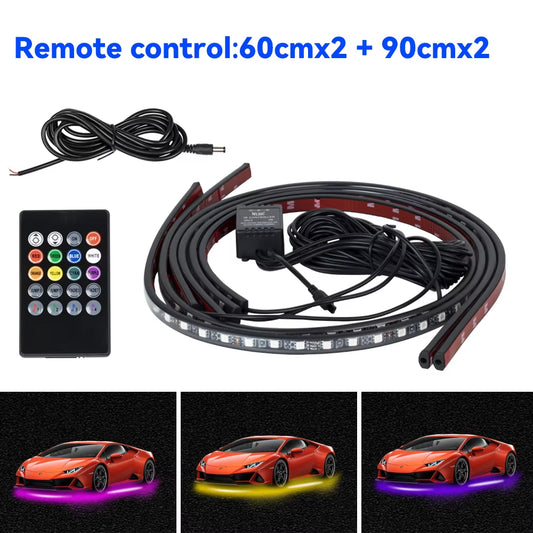 Transform Your Ride with RGB Car Underglow LED Strip Lights - Remote/App Control, Waterproof & Flexible!