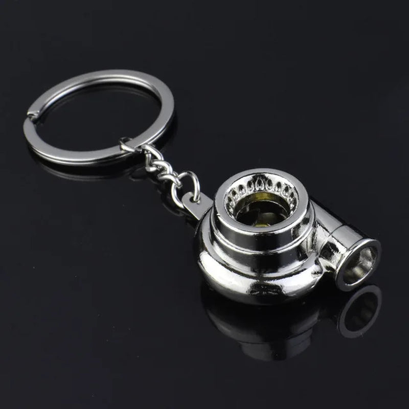 Mini Turbo Turbocharger Keychain - Spinning Turbine Car Keyring Accessory