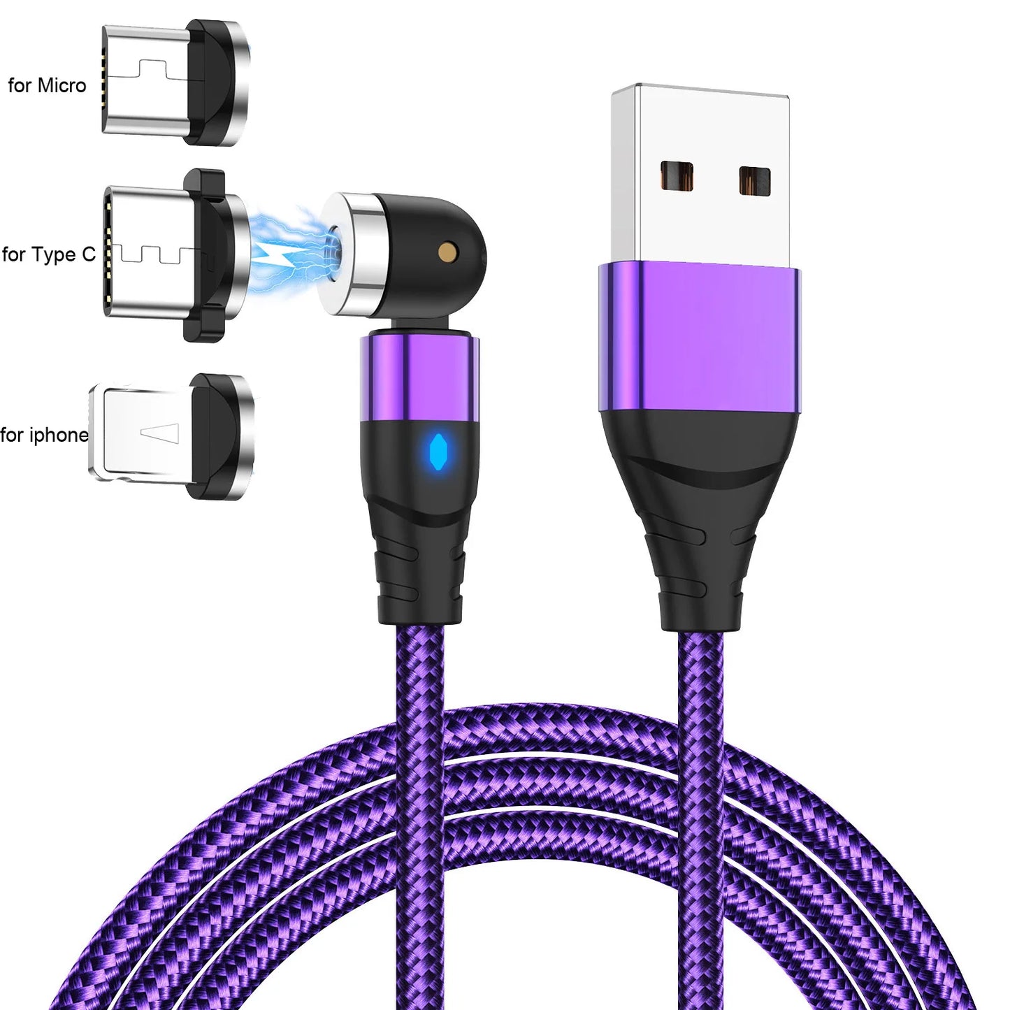 Revolutionary 540° Magnetic Fast Charge USB-C Cable for iPhone 14/11, Huawei, Xiaomi, Samsung - Ultimate Convenience and Speed!