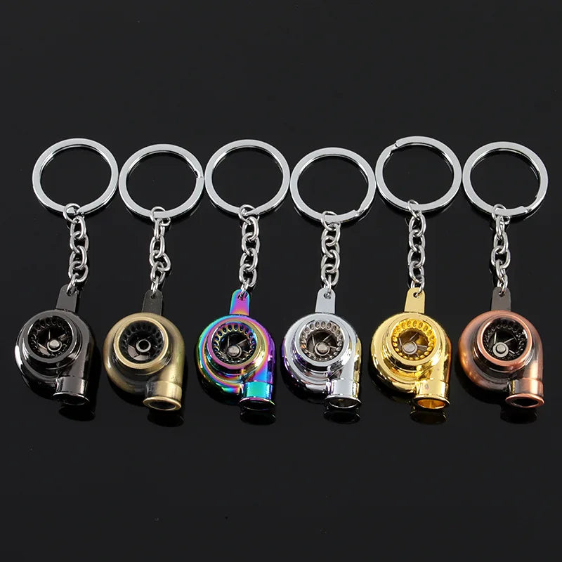 Mini Turbo Turbocharger Keychain - Spinning Turbine Car Keyring Accessory