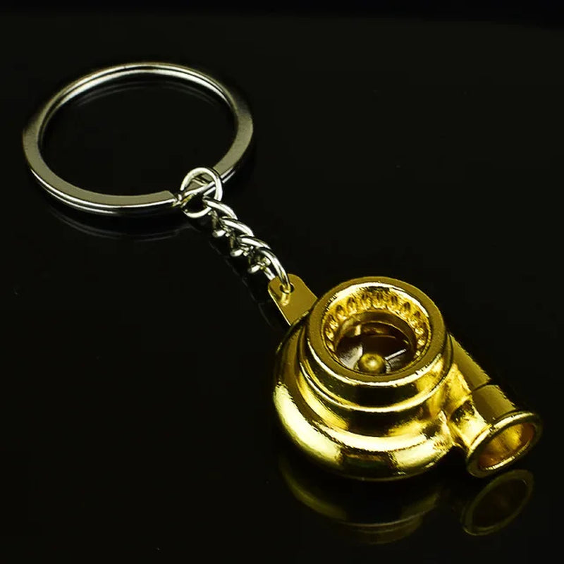 Mini Turbo Turbocharger Keychain - Spinning Turbine Car Keyring Accessory