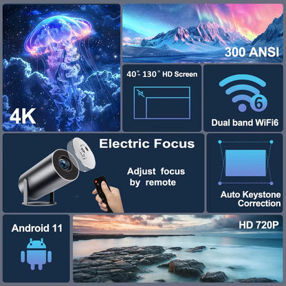 Experience Stunning Home Entertainment with the HY300 Plus HD Projector - 4K Android LED Mini Projector for Movies and More
