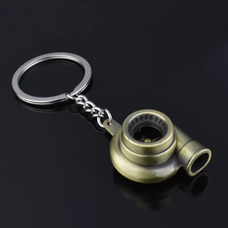 Mini Turbo Turbocharger Keychain - Spinning Turbine Car Keyring Accessory