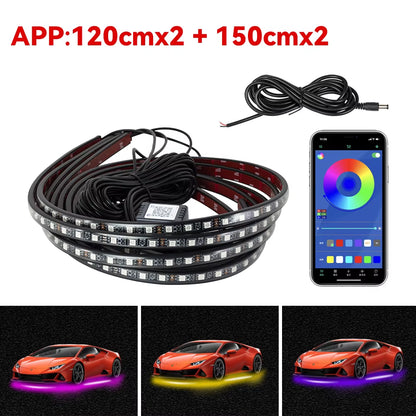 Transform Your Ride with RGB Car Underglow LED Strip Lights - Remote/App Control, Waterproof & Flexible!