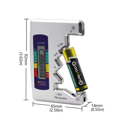 Ultimate Digital Battery Tester & Analyzer with LCD Display - Check AA, AAA, and Button Cell Capacity Effortlessly!