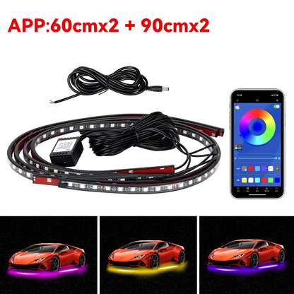 Transform Your Ride with RGB Car Underglow LED Strip Lights - Remote/App Control, Waterproof & Flexible!