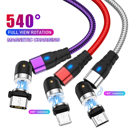 Revolutionary 540° Magnetic Fast Charge USB-C Cable for iPhone 14/11, Huawei, Xiaomi, Samsung - Ultimate Convenience and Speed!