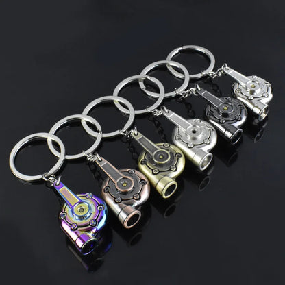 Mini Turbo Turbocharger Keychain - Spinning Turbine Car Keyring Accessory